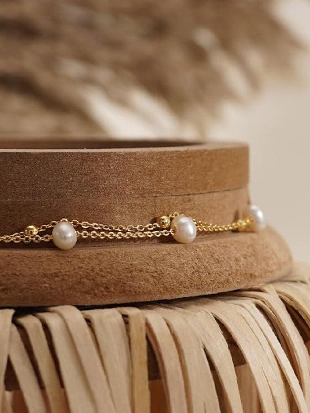 Gold & Pearl Jewelry Bundle – Ring (Size 8), Necklace, Bracelet & Dangle Earring - Picture 8 of 10